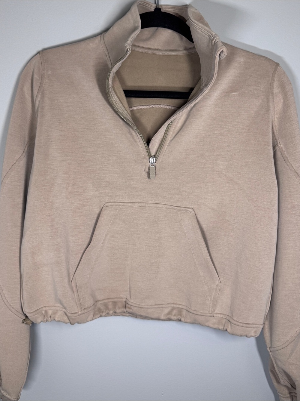 lululemon athletica Beige/Tan Half-Zip Cowl Turtleneck Sweatshirt